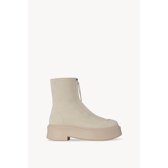 The Row Shoes - The ROW Grained Nubuck Leather Zippered Platform Combat Boots Beige Size 37 $149